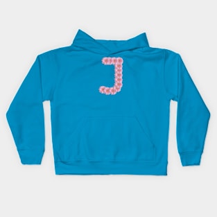 Letter J Pink Gerbera Daisy Typography Kids Hoodie